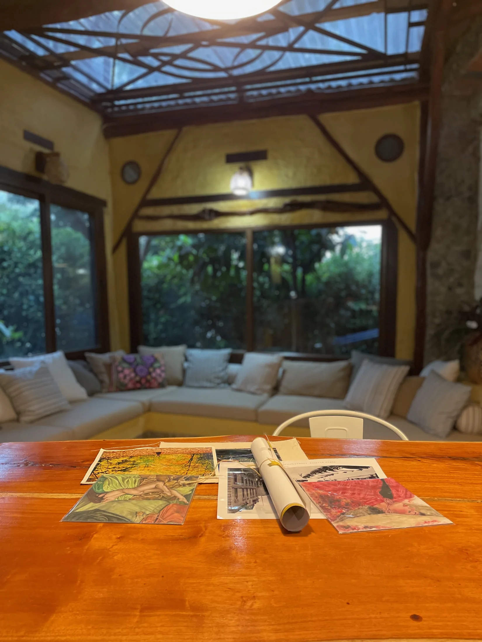 Living and dining room inside Casa Canela